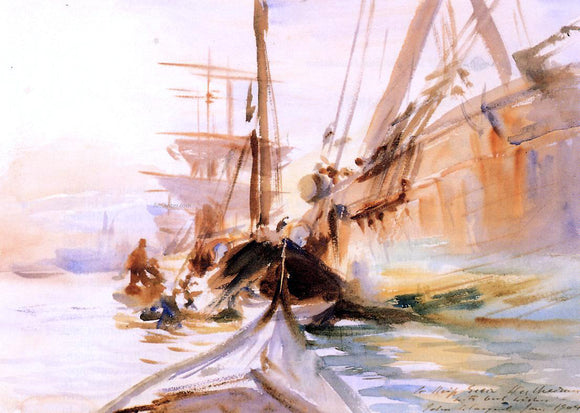  John Singer Sargent Unloading Boats, Venice - Canvas Art Print