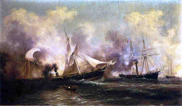  Xanthus Russell Smith U.S.S Kearsarge Sinking the Alabama - Canvas Art Print