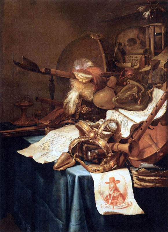  Vincent I Laurensz. Van der Vinne Vanitas with a Royal Crown - Canvas Art Print