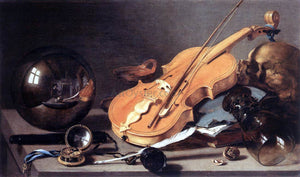  Pieter Claesz Vanitas with Violin and Glass Ball - Canvas Art Print