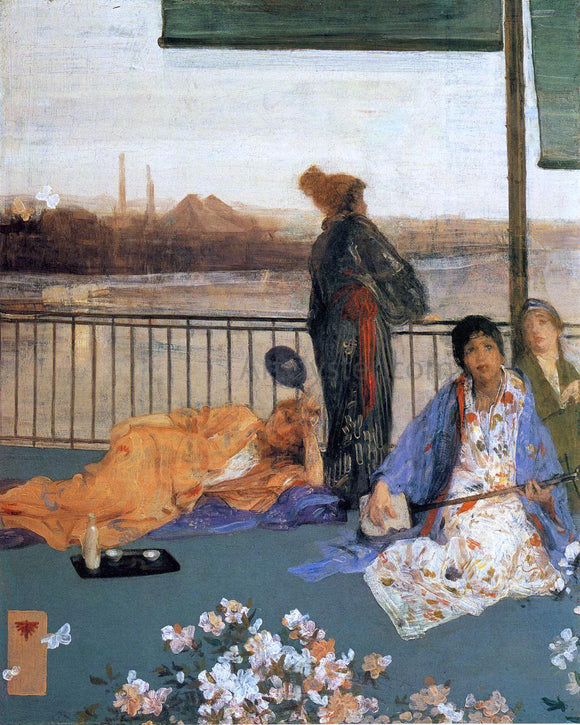  James McNeill Whistler Variations in Flesh Colour and Green: The Balcony - Canvas Art Print