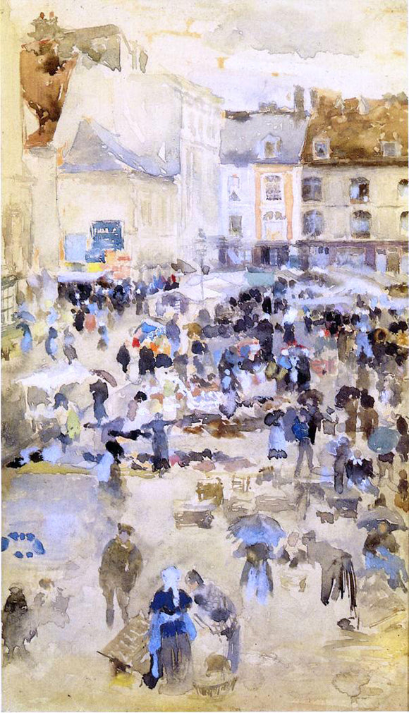  James McNeill Whistler Variations in Violet and Grey - Market Place, Dieppe - Canvas Art Print