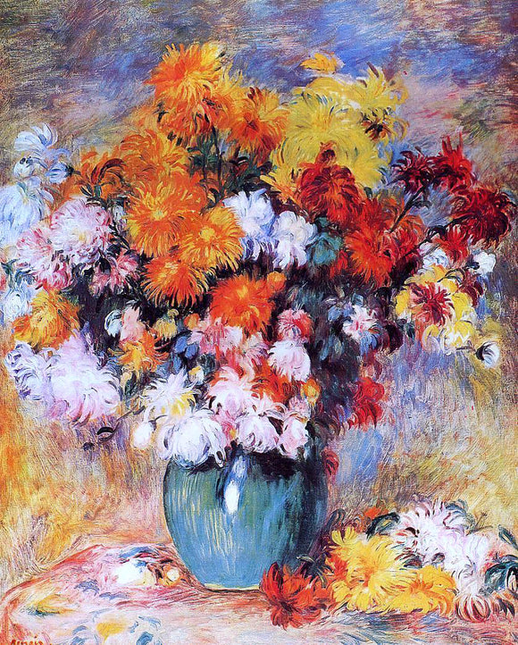  Pierre Auguste Renoir Vase of Chrysanthemums - Canvas Art Print