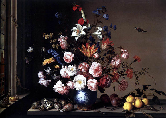  Balthasar Van der Ast Vase of Flowers by a Window - Canvas Art Print