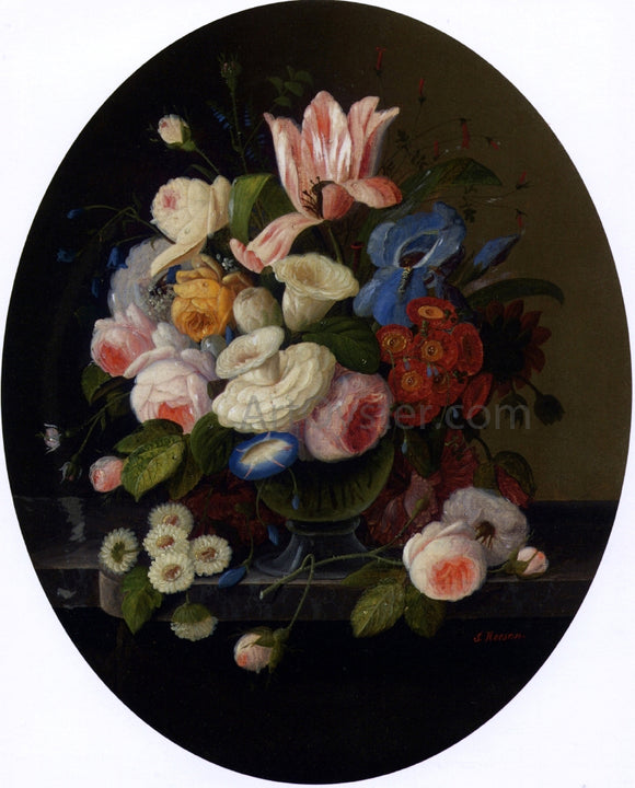  Severin Roesen Vase of Flowers - Canvas Art Print