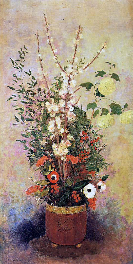  Odilon Redon Vase of Flowers with Branches of a Flowering Apple Tree - Canvas Art Print