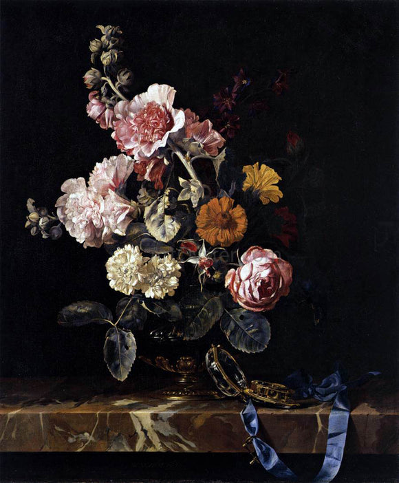  Willem Van Aelst Vase of Flowers with Pocket Watch - Canvas Art Print