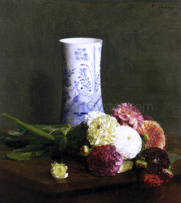  Victoria Dubourg Fantin-Latour Vase of Zinias - Canvas Art Print
