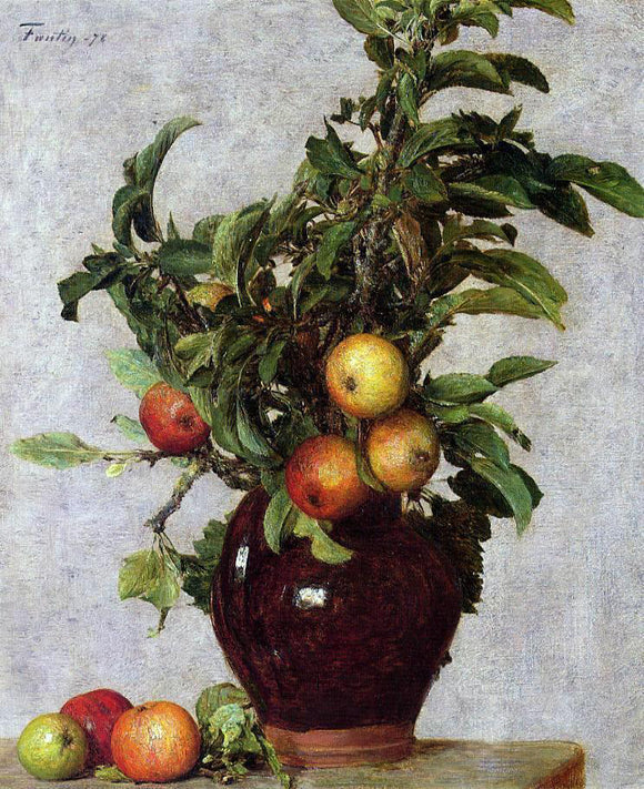  Henri Fantin-Latour Vase with Apples and Foliage - Canvas Art Print
