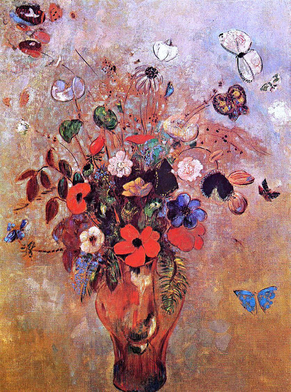  Odilon Redon Vase with Flowers and Butterflies - Canvas Art Print