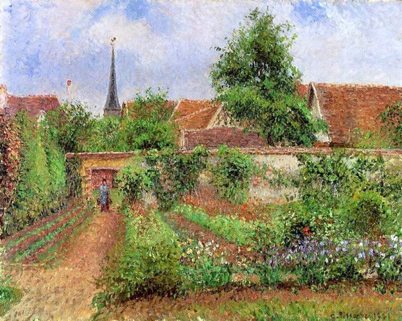  Camille Pissarro Vegetable Garden in Eragny, Overcast Sky, Morning - Canvas Art Print