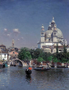  Martin Rico Y Ortega Venetian Lagoon Near the Church of Santa Maria della Salute - Canvas Art Print