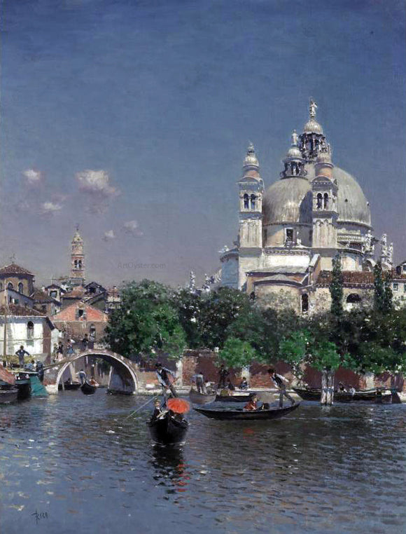  Martin Rico Y Ortega Venetian Lagoon Near the Church of Santa Maria della Salute - Canvas Art Print