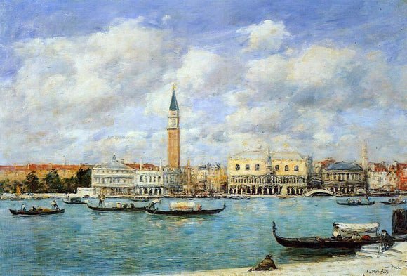  Eugene-Louis Boudin At Venice, the Campanile, View of Canal San Marco from San Giorgio - Canvas Art Print