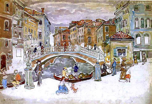  Maurice Prendergast Venice, The Little Bridge - Canvas Art Print