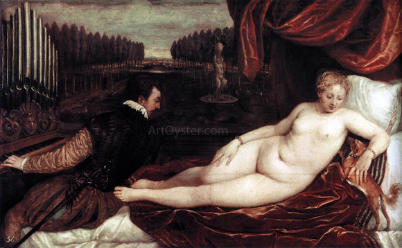  Titian Venus and an Organist and a Little Dog - Canvas Art Print