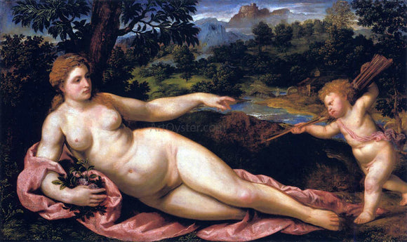  Paris Bordone Venus and Cupid - Canvas Art Print