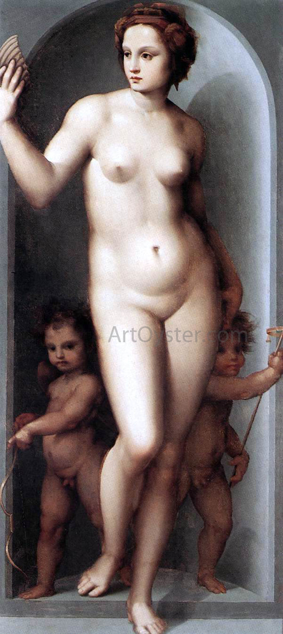  Andrea del Brescianino Venus and Two Cupids - Canvas Art Print