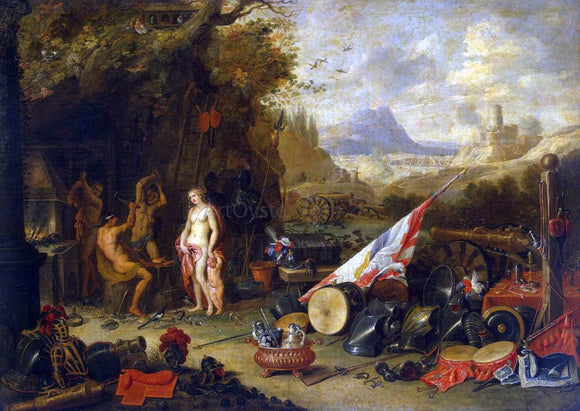  Jan Van I Kessel Venus at the Forge of Vulcan - Canvas Art Print