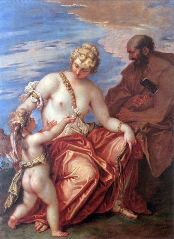  Sebastiano Ricci Venus, Cupid and Vulcan - Canvas Art Print