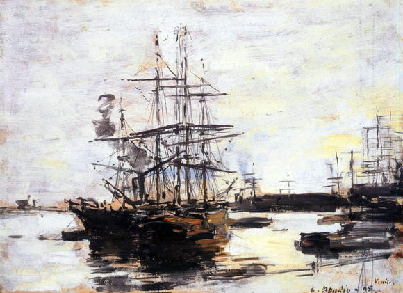  Eugene-Louis Boudin Vessel at Anchor Outside of Venice - Canvas Art Print
