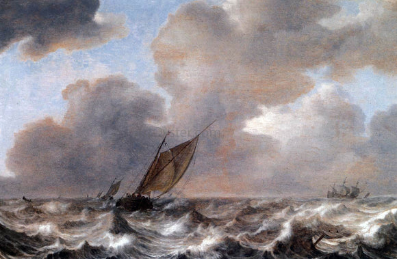  Jan Porcellis Vessels in a Strong Wind - Canvas Art Print