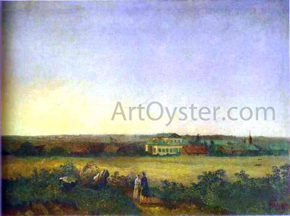  Alexei Kondratevich Savrasov View in the Vicinity of Moscow with a Mansion and Two Female Figures - Canvas Art Print