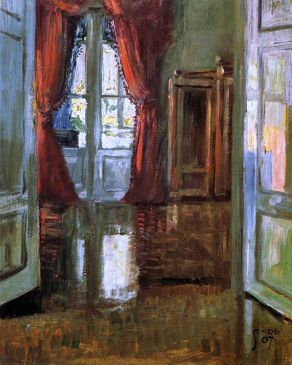  Egon Schiele A View into the Apartment of Leopold and Marie Czihaczek - Canvas Art Print