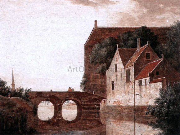  Jan Van der Heyden View of a Bridge - Canvas Art Print