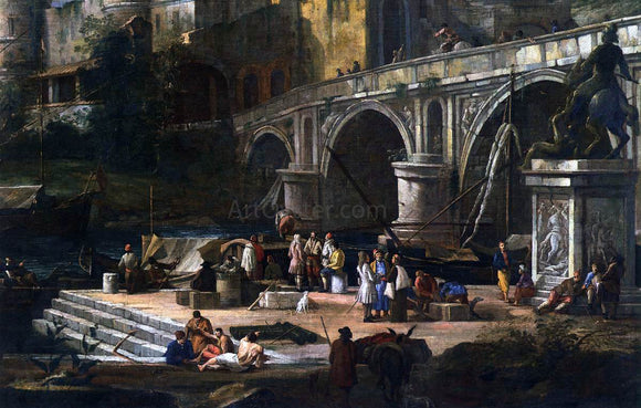  Luca Carlevaris View of a River Port - Canvas Art Print