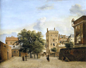  Jan Van der Heyden View of a Small Town Square - Canvas Art Print