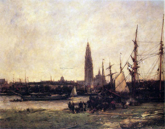  Antoine Vollon View of Antwerp - Canvas Art Print