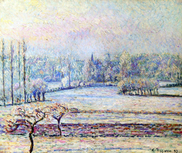  Camille Pissarro View of Bazincourt, Frost, Morning - Canvas Art Print