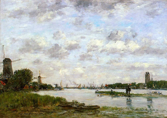  Eugene-Louis Boudin View of Dordrecht - Canvas Art Print