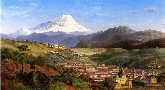  Louis Remy Mignot View of Riobamba, Ecuador, Looking North Towards Mount Chimborazo - Canvas Art Print