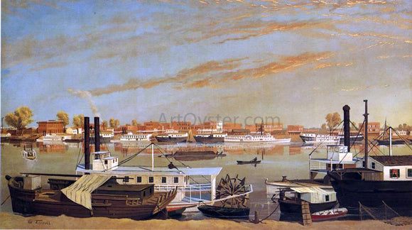  George Tirrell View of Sacramento, California, from across the Sacramento River - Canvas Art Print