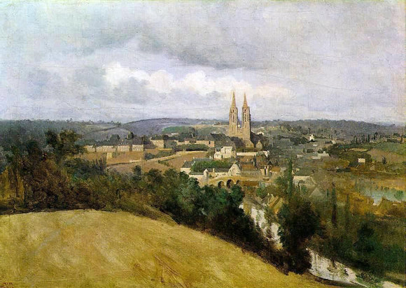  Jean-Baptiste-Camille Corot View of Saint Lo with the River Vire in the Foreground - Canvas Art Print