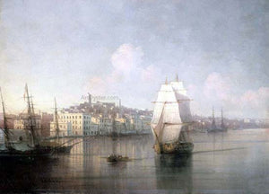  Ivan Constantinovich Aivazovsky View of seaside town - Canvas Art Print