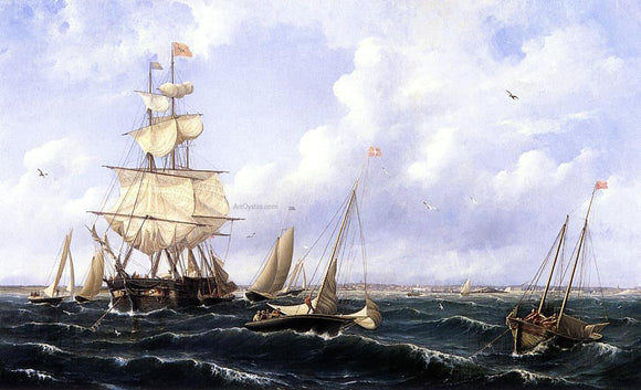  Albert Van Beest View of Shipping in new Bedford Harbor - Canvas Art Print