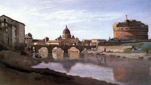  Jean-Baptiste-Camille Corot View of St. Peter's and the Castel Sant'Angelo - Canvas Art Print