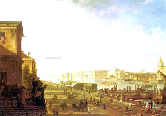 Fedor Yakovlevich Alekseev View of the Admiralty and Palace Embankmant from the First  Cadet corps - Canvas Art Print