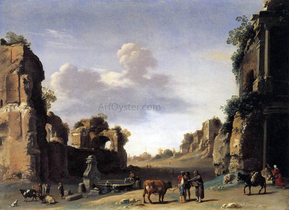  Cornelis Van Poelenburgh View of the Campo Vaccino - Canvas Art Print