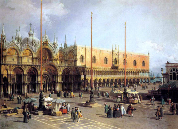  Canaletto View of the Church and the Doge's Palace from the Procuratie Vecchie - Canvas Art Print