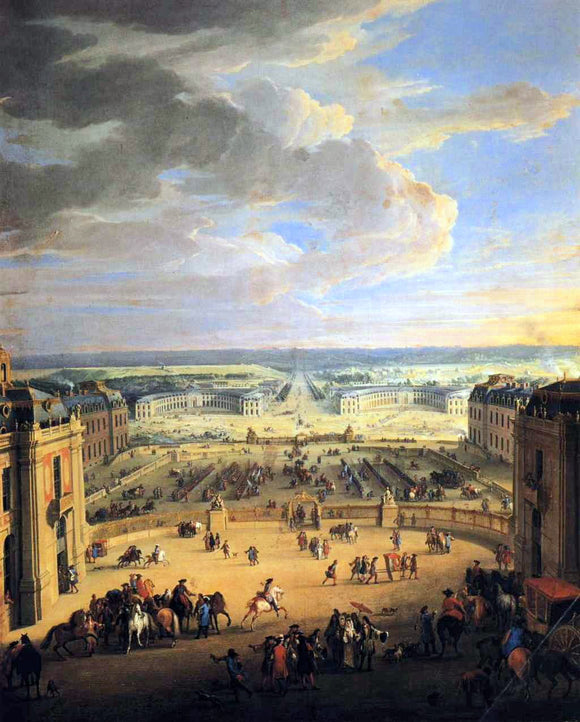  Jean-Baptiste Martin View of the Forecourts of the Chateau de Versailles and the Stables - Canvas Art Print