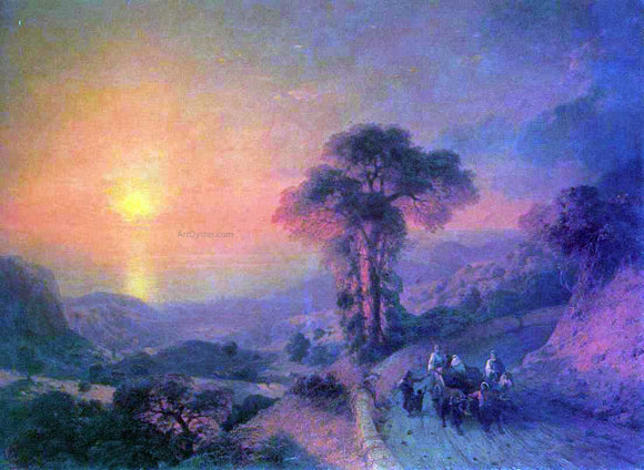  Ivan Constantinovich Aivazovsky View of the Sea from the Mountains at Sunset, Crimea - Canvas Art Print