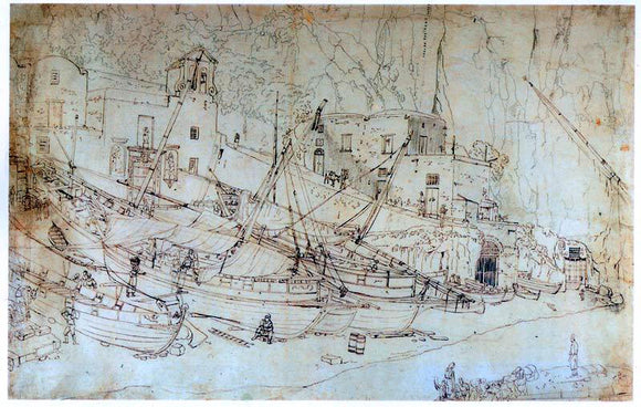  Jacob Philipp Hackert View of the Small Marina at Sorrento - Canvas Art Print