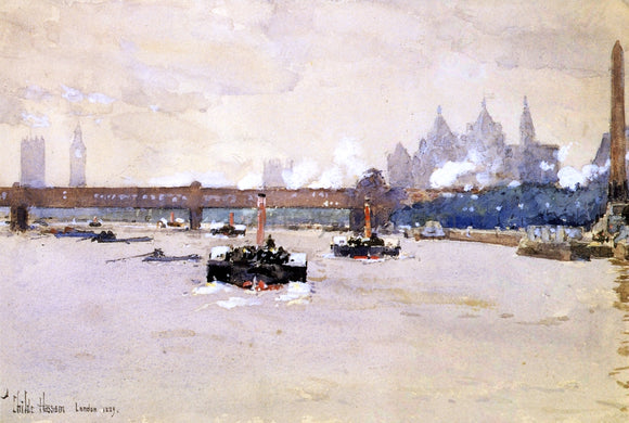  Frederick Childe Hassam View of the Thames - Canvas Art Print