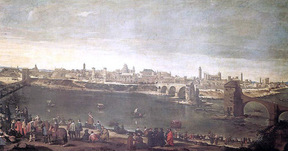  Juan Bautista Martinez Del Mazo View of Zaragoza - Canvas Art Print