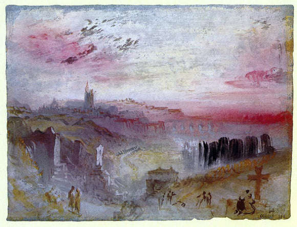  Joseph William Turner View over Town at Suset: a Cemetery in the Foreground - Canvas Art Print