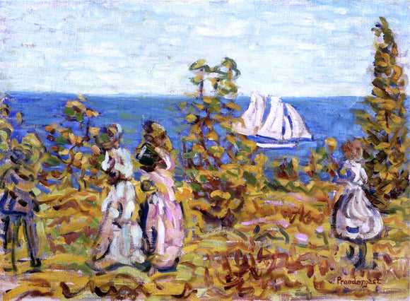  Maurice Prendergast Viewing the Sailboat - Canvas Art Print